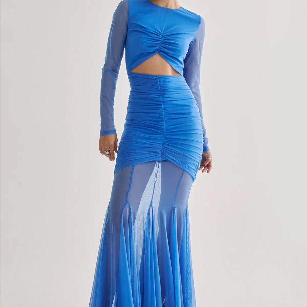 Nastygal Elegant Blue Ruched Dress